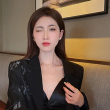 Load image into Gallery viewer, New Luxury Shiny Rhinestone Necklace for Women Fashion Sliver Color Long Tassel Clavicle Chain Necklace Wedding Jewelry Party