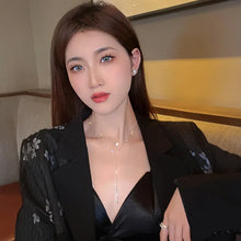 Load image into Gallery viewer, New Luxury Shiny Rhinestone Necklace for Women Fashion Sliver Color Long Tassel Clavicle Chain Necklace Wedding Jewelry Party