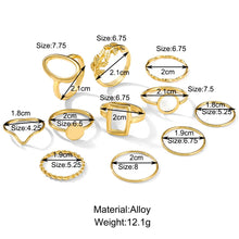 Load image into Gallery viewer, New Trendy Gold Color Rings Set For Women Simple Irregular Geometric Oval Hollow Out Opening Ring Girl Party Jewelry Gift Bague