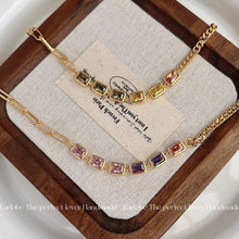 Load image into Gallery viewer, Celestial Chroma Chain Bracelets – Gold-Toned Copper &amp; Cubic Zirconia, Bold Elegance for Day-to-Night Alchemy
