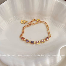 Load image into Gallery viewer, Celestial Chroma Chain Bracelets – Gold-Toned Copper &amp; Cubic Zirconia, Bold Elegance for Day-to-Night Alchemy