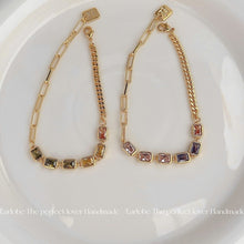 Load image into Gallery viewer, Celestial Chroma Chain Bracelets – Gold-Toned Copper &amp; Cubic Zirconia, Bold Elegance for Day-to-Night Alchemy