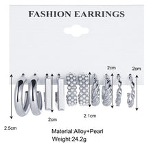 Load image into Gallery viewer, Pearl Silver Color Hoop Earrings Sets For Woman Trendy Butterfly Acrylic Hollow Twist Geometric Dangle Earrings Jewelry Gifts