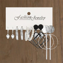 Load image into Gallery viewer, Pearl Silver Color Hoop Earrings Sets For Woman Trendy Butterfly Acrylic Hollow Twist Geometric Dangle Earrings Jewelry Gifts