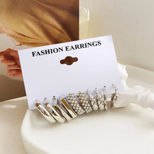 Load image into Gallery viewer, Pearl Silver Color Hoop Earrings Sets For Woman Trendy Butterfly Acrylic Hollow Twist Geometric Dangle Earrings Jewelry Gifts