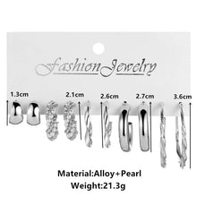 Load image into Gallery viewer, Pearl Silver Color Hoop Earrings Sets For Woman Trendy Butterfly Acrylic Hollow Twist Geometric Dangle Earrings Jewelry Gifts