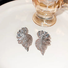 Load image into Gallery viewer, Retro Metal Leaf Drop Earrings for Women Golden Silver Color Punk Statement Earrings Trendy European Fashion Jewelry Gift