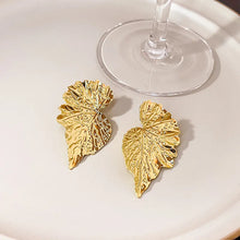 Load image into Gallery viewer, Retro Metal Leaf Drop Earrings for Women Golden Silver Color Punk Statement Earrings Trendy European Fashion Jewelry Gift