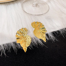 Load image into Gallery viewer, Retro Metal Leaf Drop Earrings for Women Golden Silver Color Punk Statement Earrings Trendy European Fashion Jewelry Gift