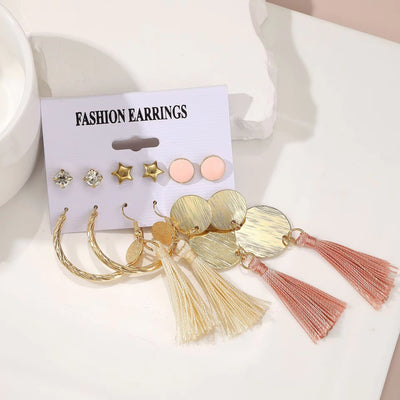 Bohemia Vintage Earrings Set Fashion Colorful Tassel Acrylic Pearl Geometric Drop Earrings for Women Fashion Jewelry Gifts