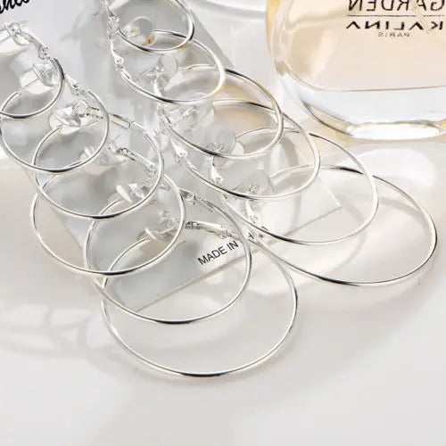 Hoop Earrings Gold Silver Color Small Big Circle Earring Set for Women Simple Punk Ear Clip