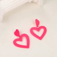 Laden Sie das Bild in den Galerie-Viewer, Romantic Pink Heart Stud Earring for Women Girls Cute Love Hollow Gangle Earrings Set Personality Jewelry New Fashion Gifts