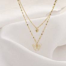 Carregar imagem no visualizador da galeria, European and American Fashion New Double Butterfly Layer Clavicle Chain Wholesale Women And Jewelry Anuet Party GIfts