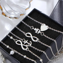 Laden Sie das Bild in den Galerie-Viewer, 5 Pieces /Set Fashion New Stainless Steel Heart Pendant Anklet Girl Summer Beach Ankle Bracelet Women Accessories Jewelry Gift
