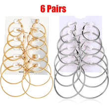 Laden Sie das Bild in den Galerie-Viewer, Hoop Earrings Gold Silver Color Small Big Circle Earring Set for Women Simple Punk Ear Clip