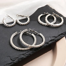 Charger l&#39;image dans la galerie, 3-Pair Simple Water Drills Exaggerated Large, Medium, And Small Earrings