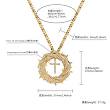Laden Sie das Bild in den Galerie-Viewer, YOSZO Crown of Thorns Circle With Cross Necklace for Men Women copper Pendant Choker Trendy Jewelry Daily Accessories