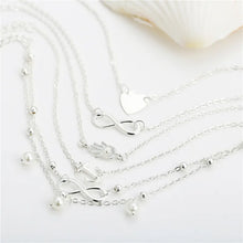 Laden Sie das Bild in den Galerie-Viewer, 5 Pieces /Set Fashion New Stainless Steel Heart Pendant Anklet Girl Summer Beach Ankle Bracelet Women Accessories Jewelry Gift