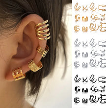 Load image into Gallery viewer, Silver Color Leaves Clip Earrings for Women Men Creative Simple C Ear Cuff Non-Piercing Ear Ear Clip Set Trend Jewelry Gift