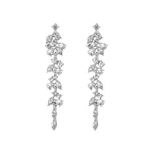 Charger l&#39;image dans la galerie, Sliver Maple Leaf Zircon Tassel Long Earrings For Women Shiny Rhinestone Wedding Drop Earrings Party Jewelry Gifts