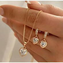 Load image into Gallery viewer, Stylish Simple Necklace and Earrings Set with Imitation Pearl Pendant, Women&#39;s, Golden, Valentine&#39;s Day Gift Vintage Jewelry Set