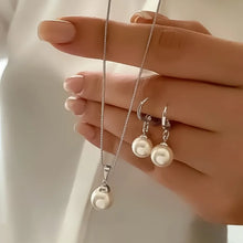 Load image into Gallery viewer, Stylish Simple Necklace and Earrings Set with Imitation Pearl Pendant, Women&#39;s, Golden, Valentine&#39;s Day Gift Vintage Jewelry Set