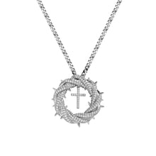 Laden Sie das Bild in den Galerie-Viewer, YOSZO Crown of Thorns Circle With Cross Necklace for Men Women copper Pendant Choker Trendy Jewelry Daily Accessories