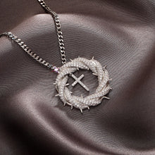Laden Sie das Bild in den Galerie-Viewer, YOSZO Crown of Thorns Circle With Cross Necklace for Men Women copper Pendant Choker Trendy Jewelry Daily Accessories