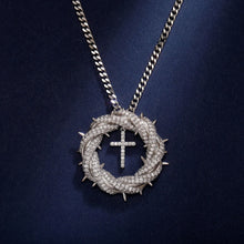 Laden Sie das Bild in den Galerie-Viewer, YOSZO Crown of Thorns Circle With Cross Necklace for Men Women copper Pendant Choker Trendy Jewelry Daily Accessories