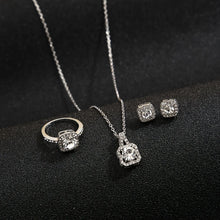 Laden Sie das Bild in den Galerie-Viewer, Titanium Steel Necklace Micro-paved Zircon Fashionable and Elegant Women&#39;s Necklace  Earrings Ring Three-piece Set