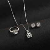 Titanium Steel Necklace Micro-paved Zircon Fashionable and Elegant Women's Necklace  Earrings Ring Three-piece Set