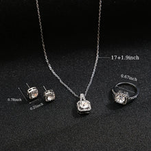 Laden Sie das Bild in den Galerie-Viewer, Titanium Steel Necklace Micro-paved Zircon Fashionable and Elegant Women&#39;s Necklace  Earrings Ring Three-piece Set