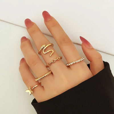 Vintage Gold Color Geometric Hollow Metal Knuckle Rings For Women Bohemian Minimalist Metal Finger Ring Jewelry Trend Set Gift