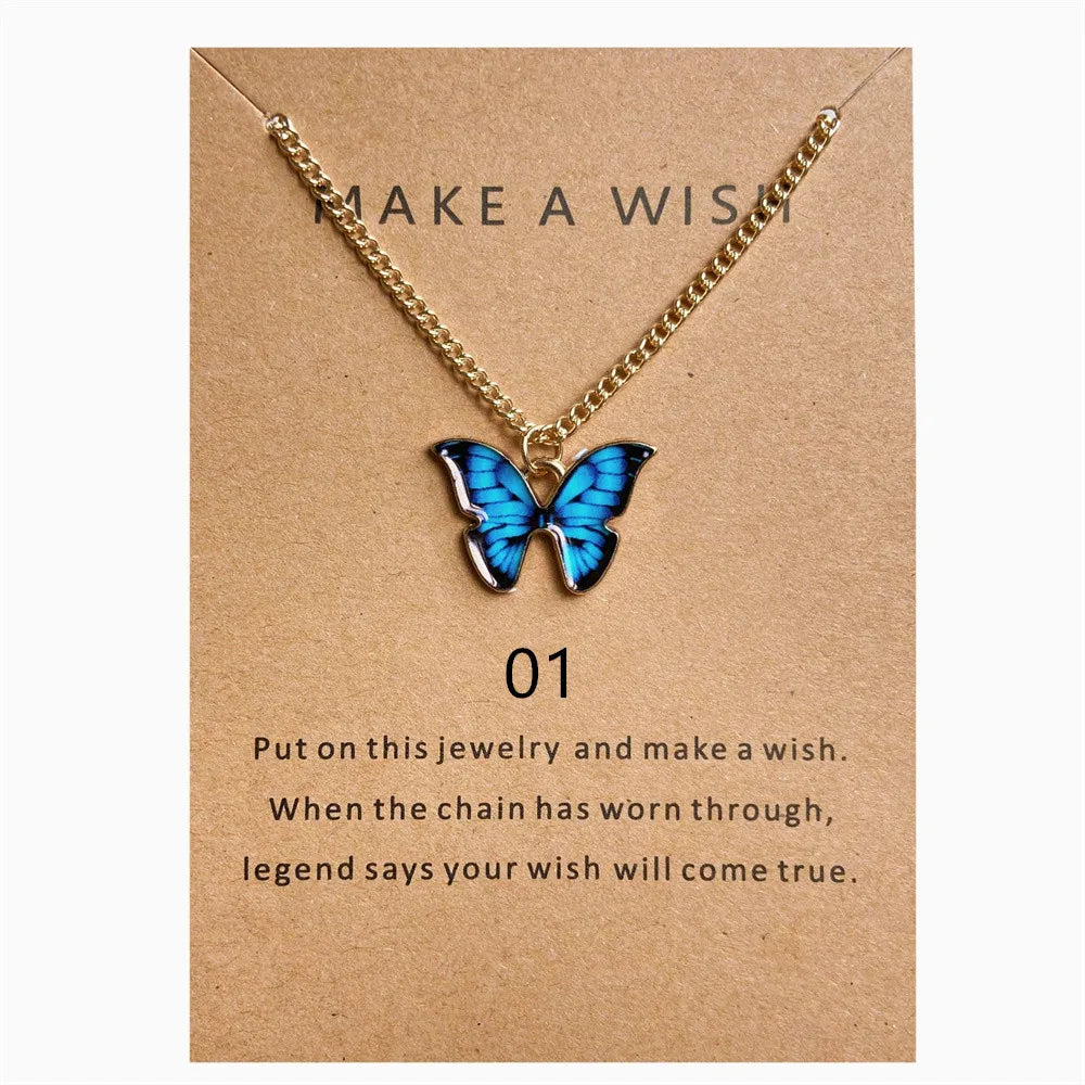 New Creative Simple Fashion NecklaceTemperament Cute LadiesNecklace Jewelry Retro Multicolor Butterfly Necklace