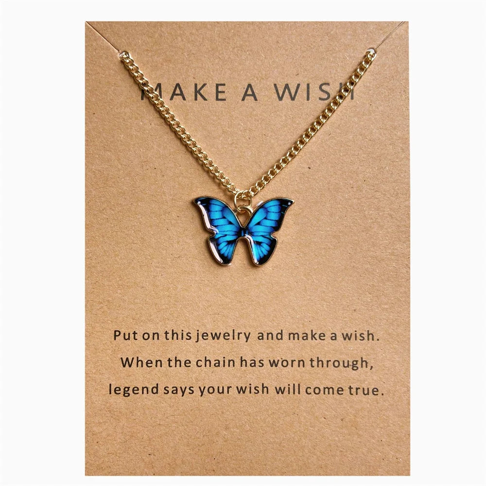New Creative Simple Fashion NecklaceTemperament Cute LadiesNecklace Jewelry Retro Multicolor Butterfly Necklace