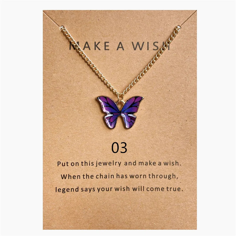 New Creative Simple Fashion NecklaceTemperament Cute LadiesNecklace Jewelry Retro Multicolor Butterfly Necklace