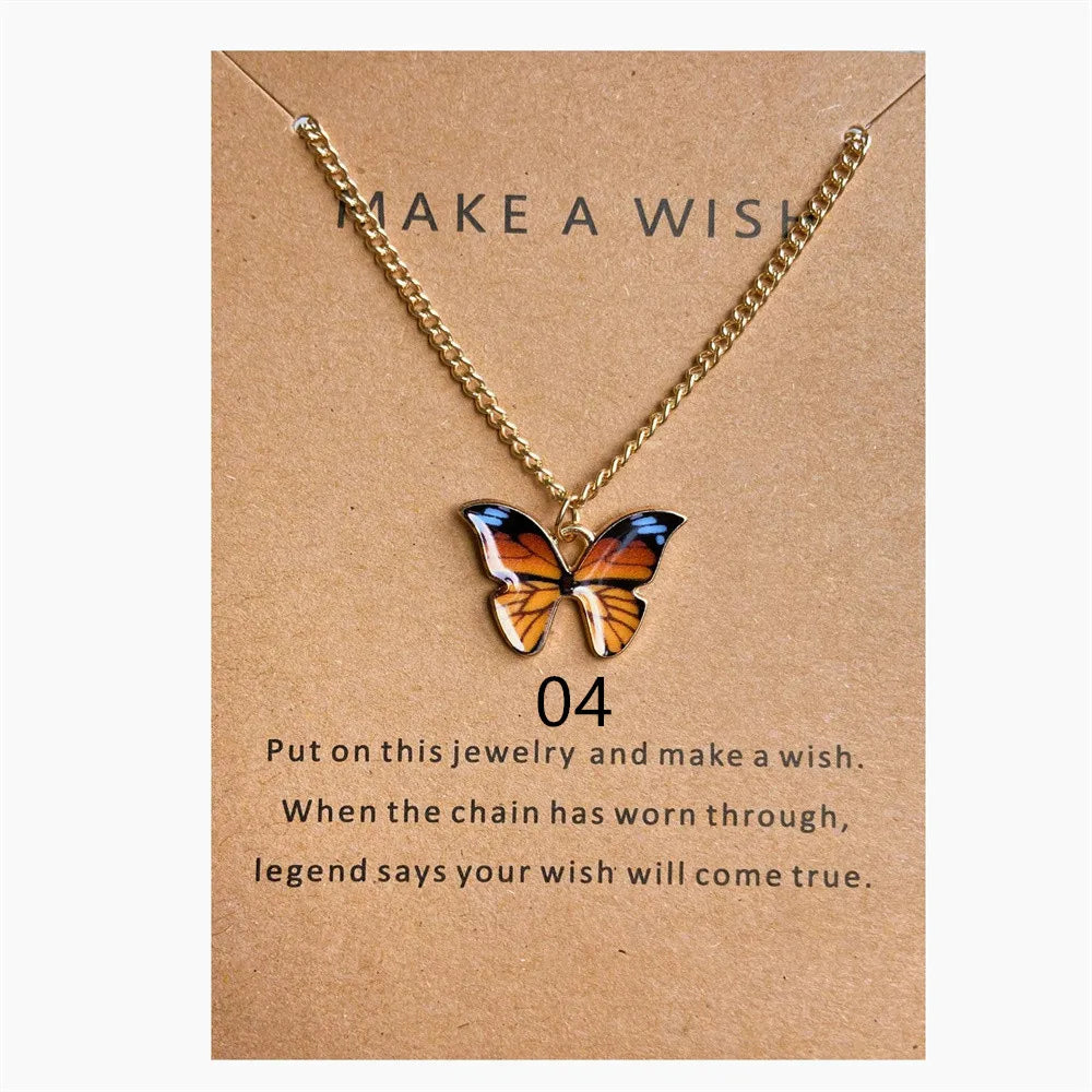 New Creative Simple Fashion NecklaceTemperament Cute LadiesNecklace Jewelry Retro Multicolor Butterfly Necklace