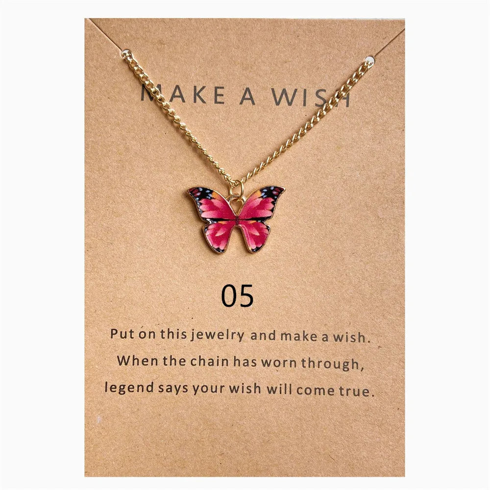 New Creative Simple Fashion NecklaceTemperament Cute LadiesNecklace Jewelry Retro Multicolor Butterfly Necklace