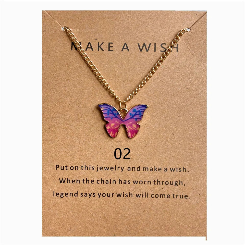 New Creative Simple Fashion NecklaceTemperament Cute LadiesNecklace Jewelry Retro Multicolor Butterfly Necklace