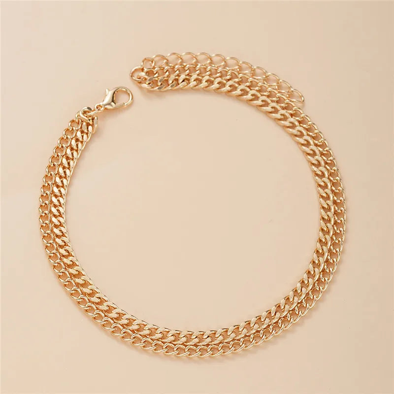 Gold Color Double-Layer Anklets For Women Girl New Trend Leg Chain Waterproof Jewelry Gift Party