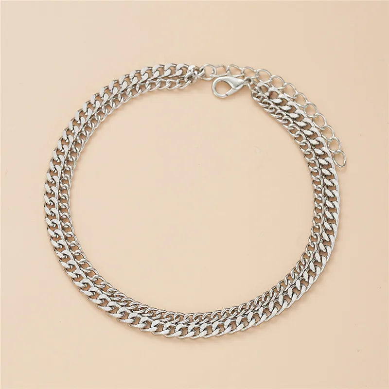 Gold Color Double-Layer Anklets For Women Girl New Trend Leg Chain Waterproof Jewelry Gift Party