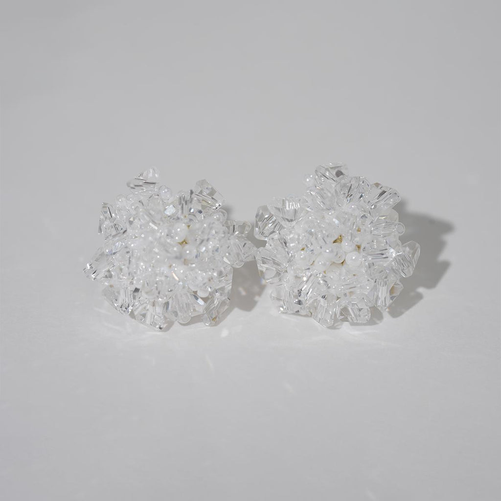 【Beaded Flower Stud Earrings】Handmade 3D Cluster Earrings (Pink/Blue/Yellow/White),Casual Style