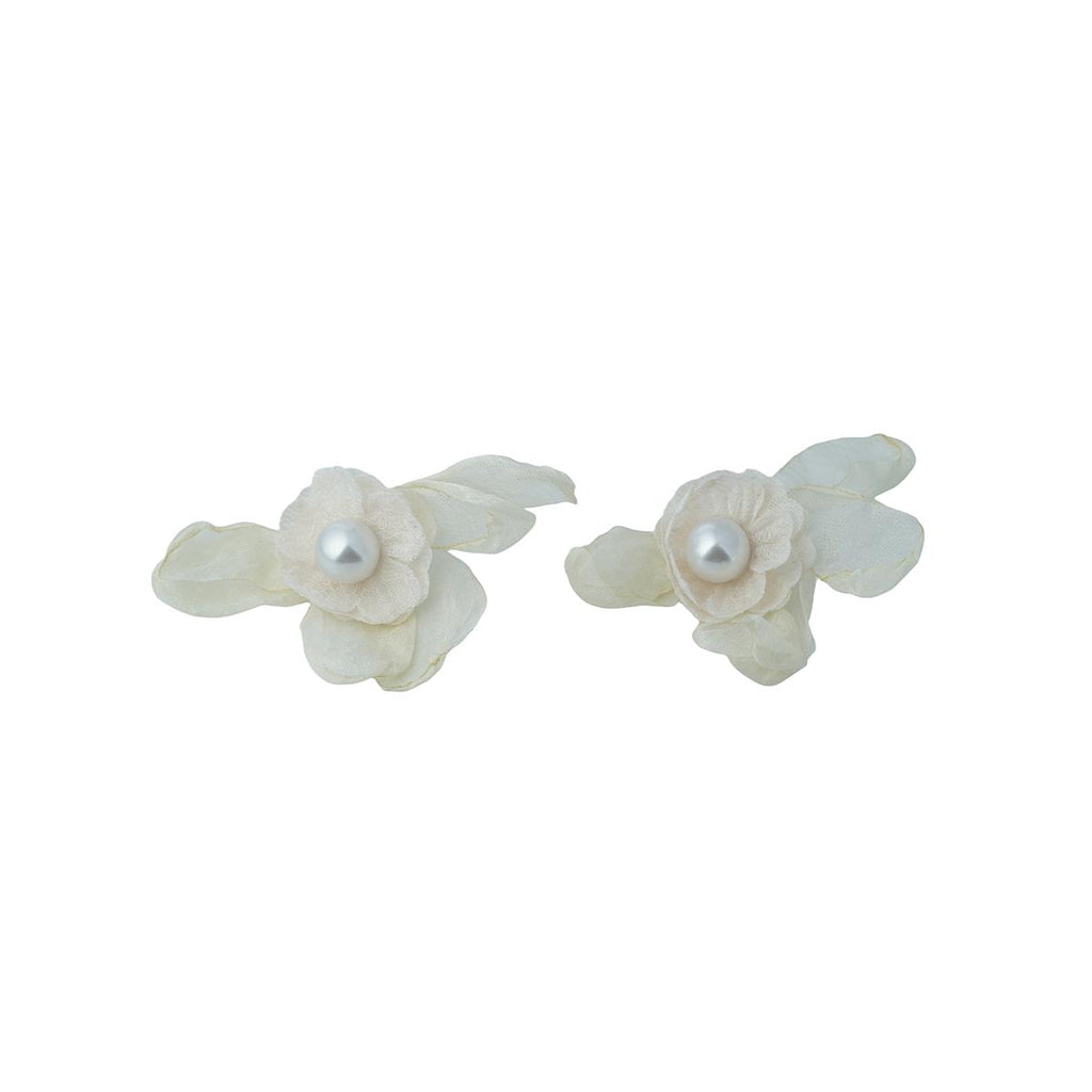 【Stud Earrings】Pink/White Fabric Flower Earrings with Pearl, Romantic & Sweet for Fashion Girls