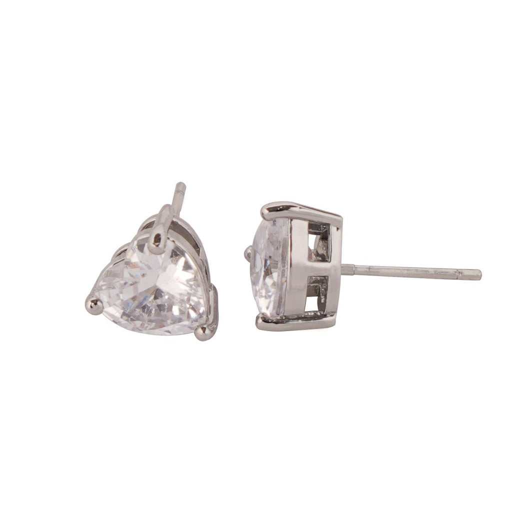 【Stud Earrings】Copper Silver-Tone Zirconia Prong Set Romantic Minimalist Stud Earrings Elegant Sparkle Gift for Women