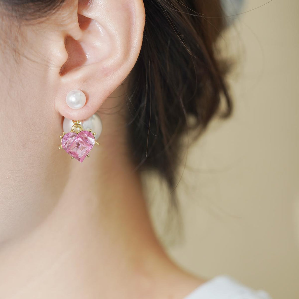 Anting-anting Jatuh, Aloi, Mutiara dan Kancing Zirkon Jantung Merah Jambu, Jatuh Jantung Bertepi Emas, Untuk Gadis