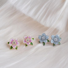 Load image into Gallery viewer, 【Stud Earrings】Floral Petals Earrings with Enamel Green Leaves, Bead &amp; Zircon Accents, Sweet &amp; Romantic Gift for Ladies
