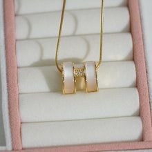 Load image into Gallery viewer, 【Necklace】Pearlescent Cylinder Necklace Gold Stainless Steel Chain Zircon Accent Minimalist Modern Elegant Jewelry for Women