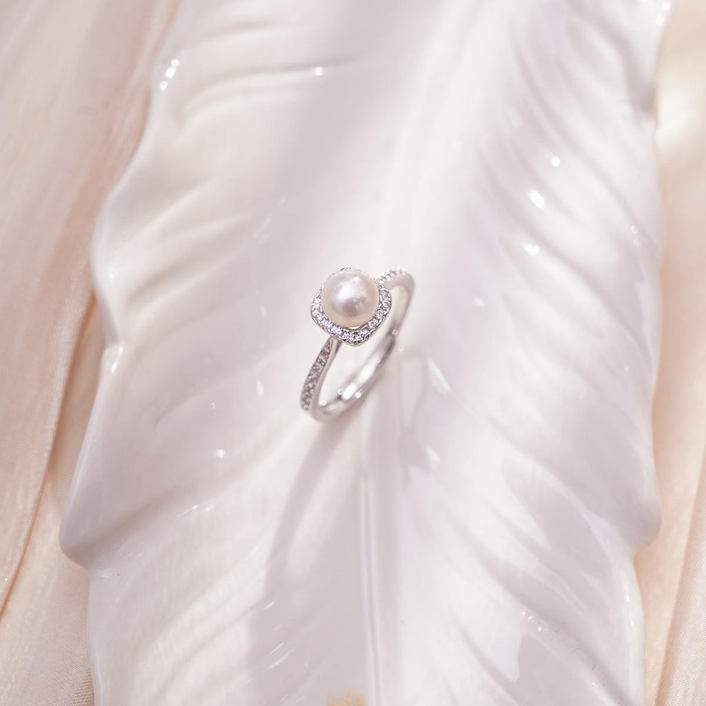 【Ring】Silver Ring with Natural Freshwater Pearl, Classic Lightweight Design, Luxury Jewelry for Women, Perfect Dating Gift