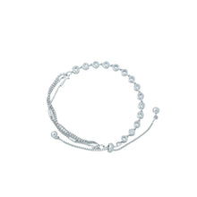 Load image into Gallery viewer, Elegant Silver-Tone Crystal Bracelet with Adjustable Chain, Dainty Layering Jewelry for Women