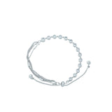 Elegant Silver-Tone Crystal Bracelet with Adjustable Chain, Dainty Layering Jewelry for Women